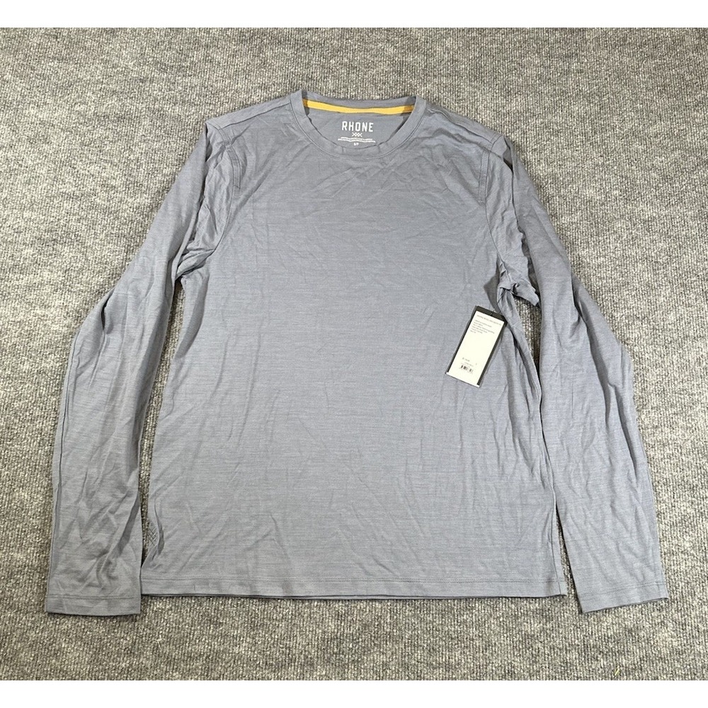 Rhone Men's Modino Wool Long Sleeve T-Shirt Grey Size S $118
